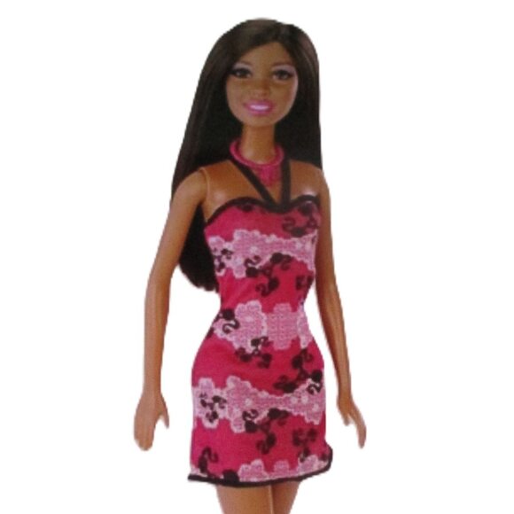 Barbie Doll Suoer Style African American 2001 TC/ Fashionista Floral Dress Brown - Picture 1 of 6